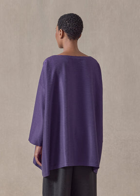 midweight silk plissé wide a-line scoop neck top - long (tincture)