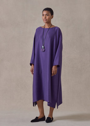midweight silk plissé wide a-line scoop neck dress (tincture)