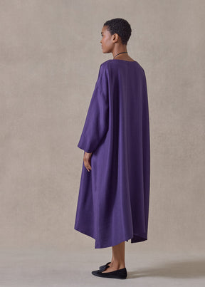 midweight silk plissé wide a-line scoop neck dress (tincture)