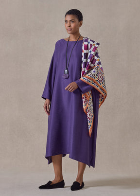 midweight silk plissé wide a-line scoop neck dress (tincture)