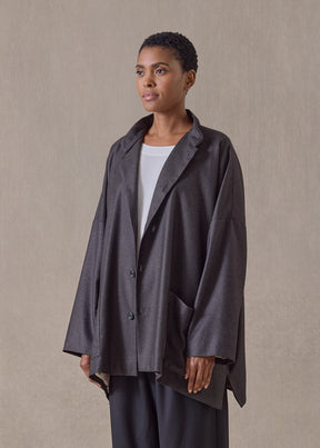 silk cashmere mandarin jacket - long (cocoa)