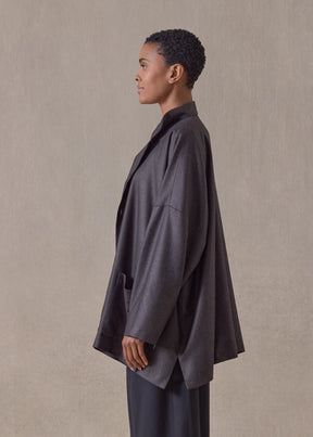 silk cashmere mandarin jacket - long (cocoa)