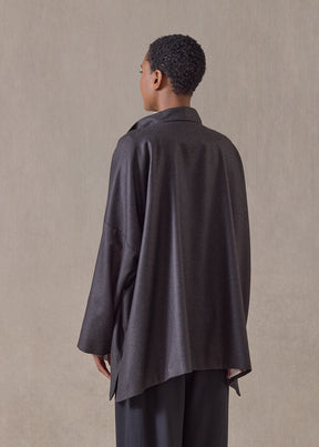 silk cashmere mandarin jacket - long (cocoa)