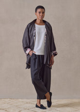 silk cashmere mandarin jacket - long (cocoa)