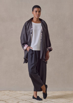 silk cashmere mandarin jacket - long (cocoa)