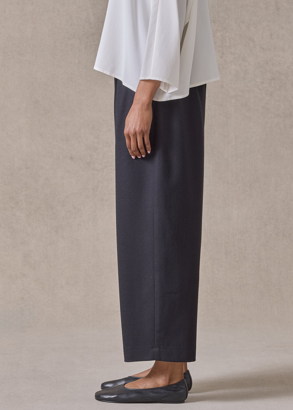 wool flannel japanese trouser (black)