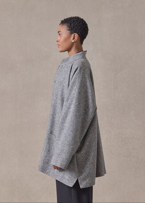 wool mandarin coat - long (pencilgrey)