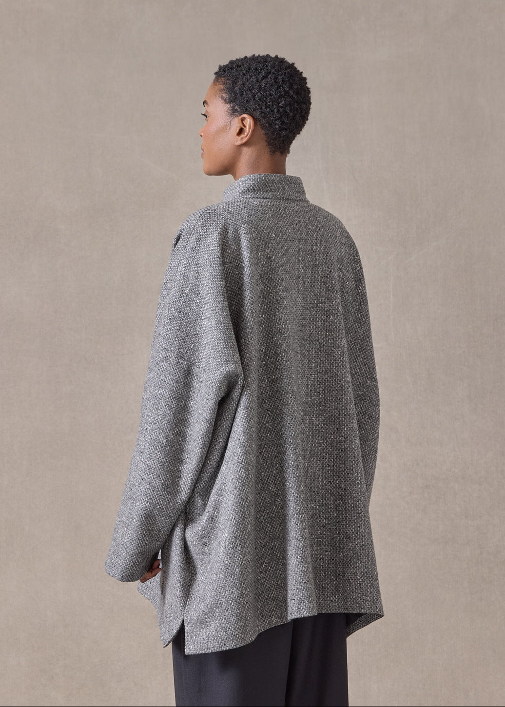 wool mandarin coat - long (pencilgrey)