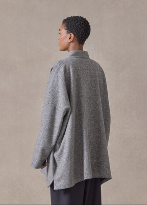 wool mandarin coat - long (pencilgrey)