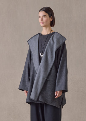 wool wide jacket coat - long plus (charcoal)