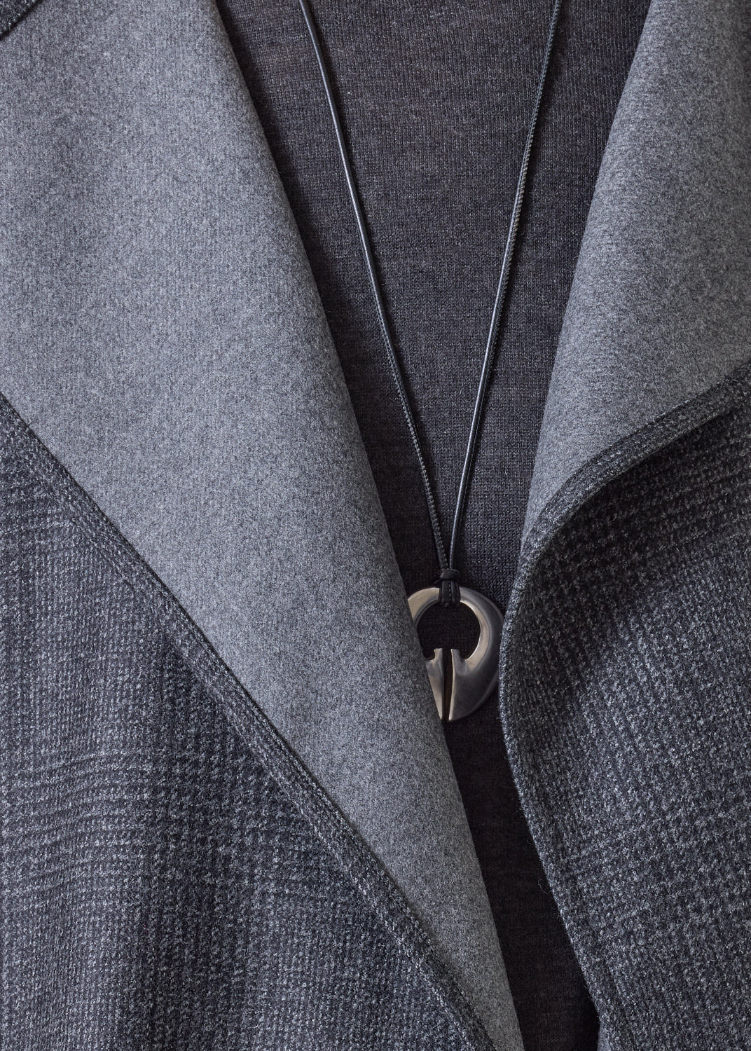 wool wide jacket coat - long plus (charcoal)