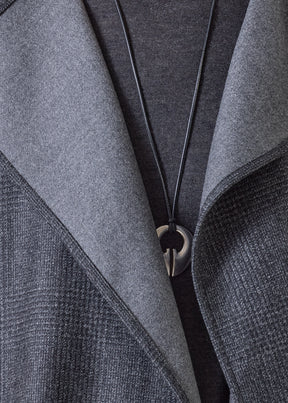 wool wide jacket coat - long plus (charcoal)