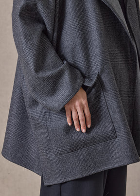 wool wide jacket coat - long plus (charcoal)