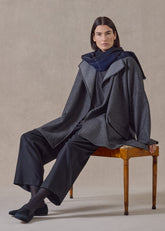 wool wide jacket coat - long plus (charcoal)