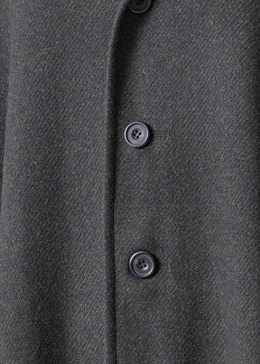 wool cashmere wide hooded buttoned coat - 3/4 length (blackloden)