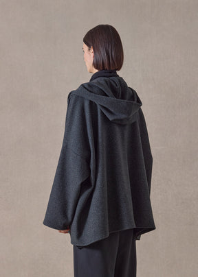 wool cashmere hooded coat - long (forestgrey)