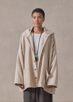 wool cashmere hooded coat - long (oatey)