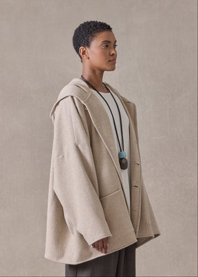 wool cashmere hooded coat - long (oatey)