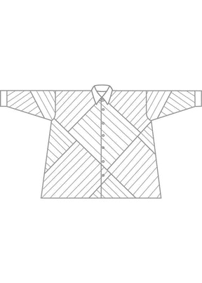 cotton wide a-line shirt with collar - long (patchwork)