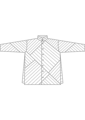 cotton slim a-line double stand collar shirt with stepped insert - long (patchwork)