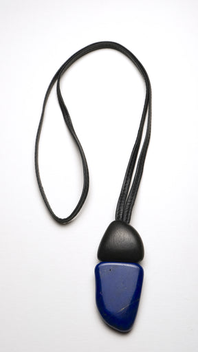 lapis lazuli and kamagong two part pendant