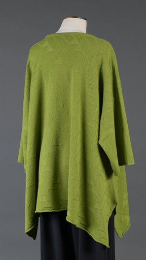 geometric diamonds 3/4 sleeve dps bateau neck cashmere sweater (mid plus) in limelight