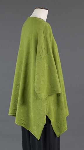 geometric diamonds 3/4 sleeve dps bateau neck cashmere sweater (mid plus) in limelight
