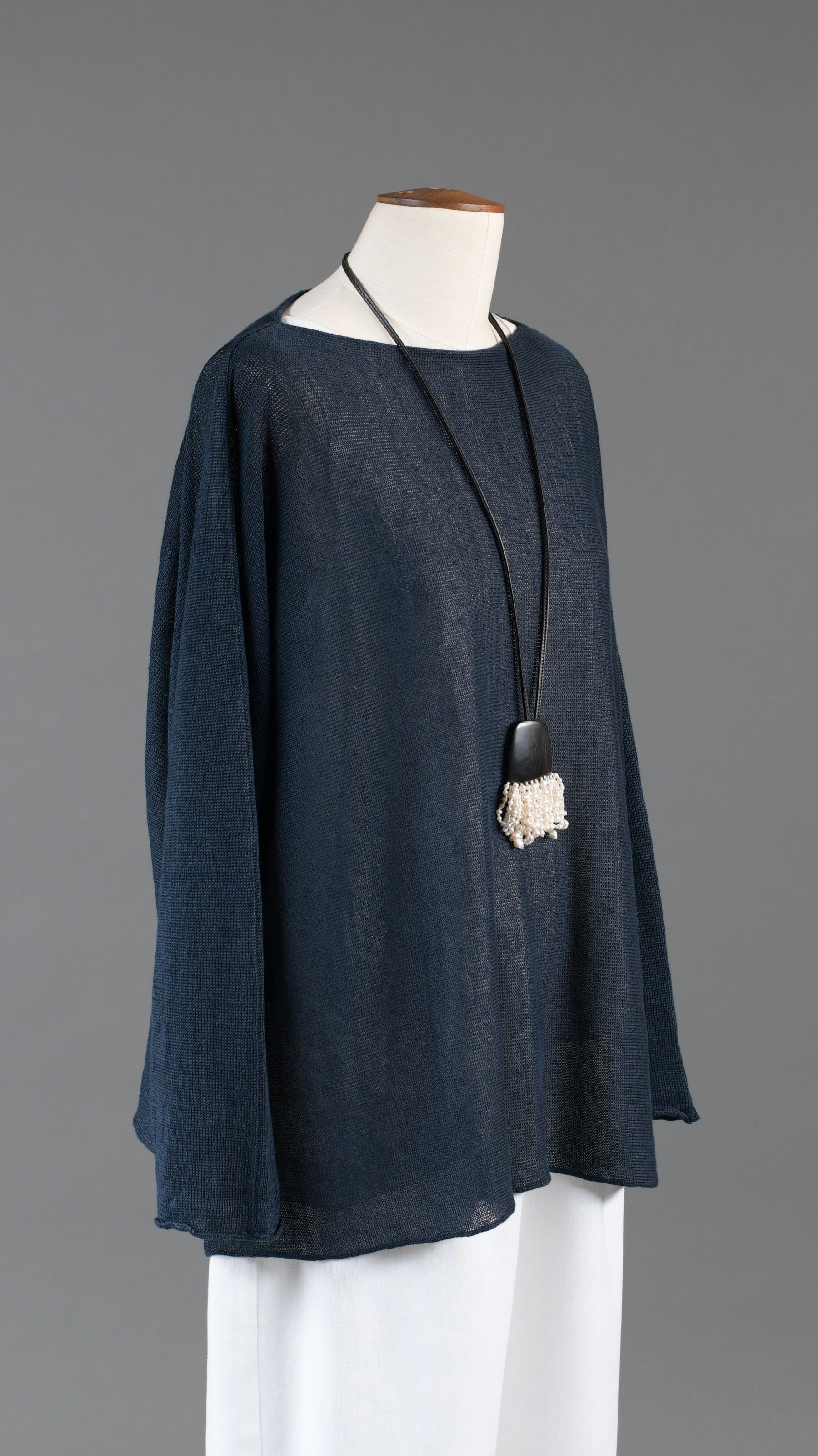 side ways knitted sweater - mid navydark