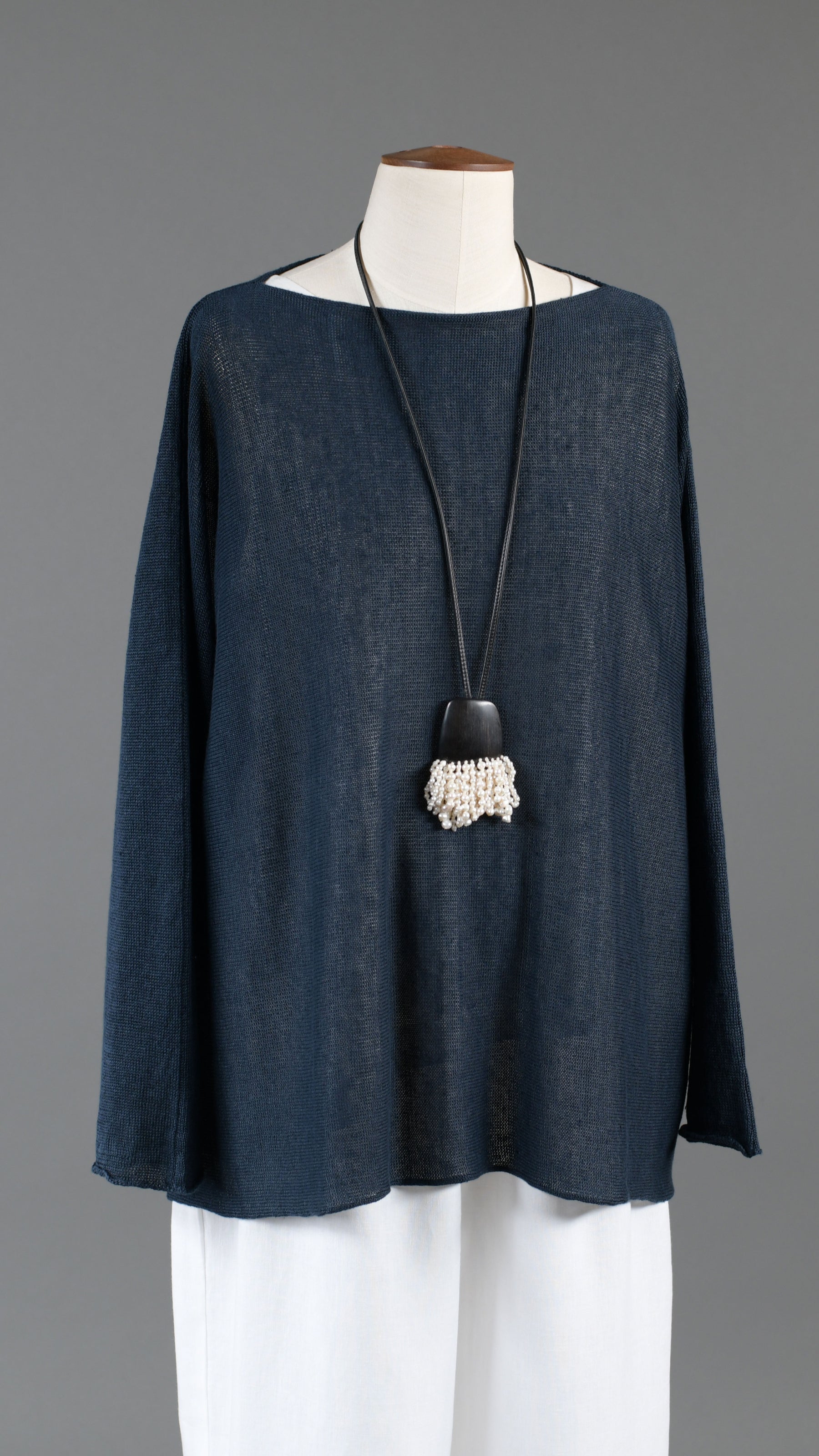 side ways knitted sweater - mid navydark