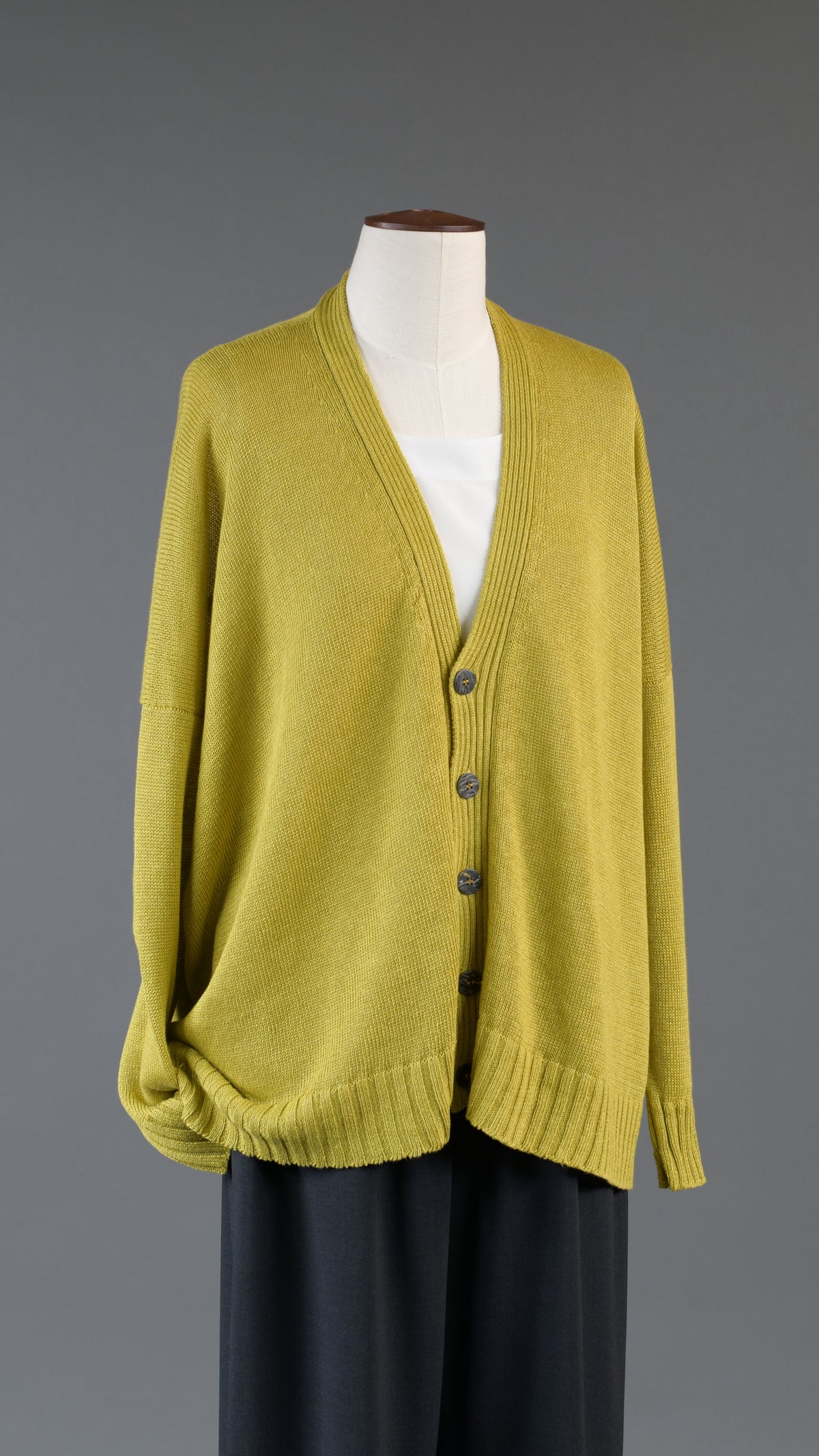 v neck cardigan - mid in yellow ochre