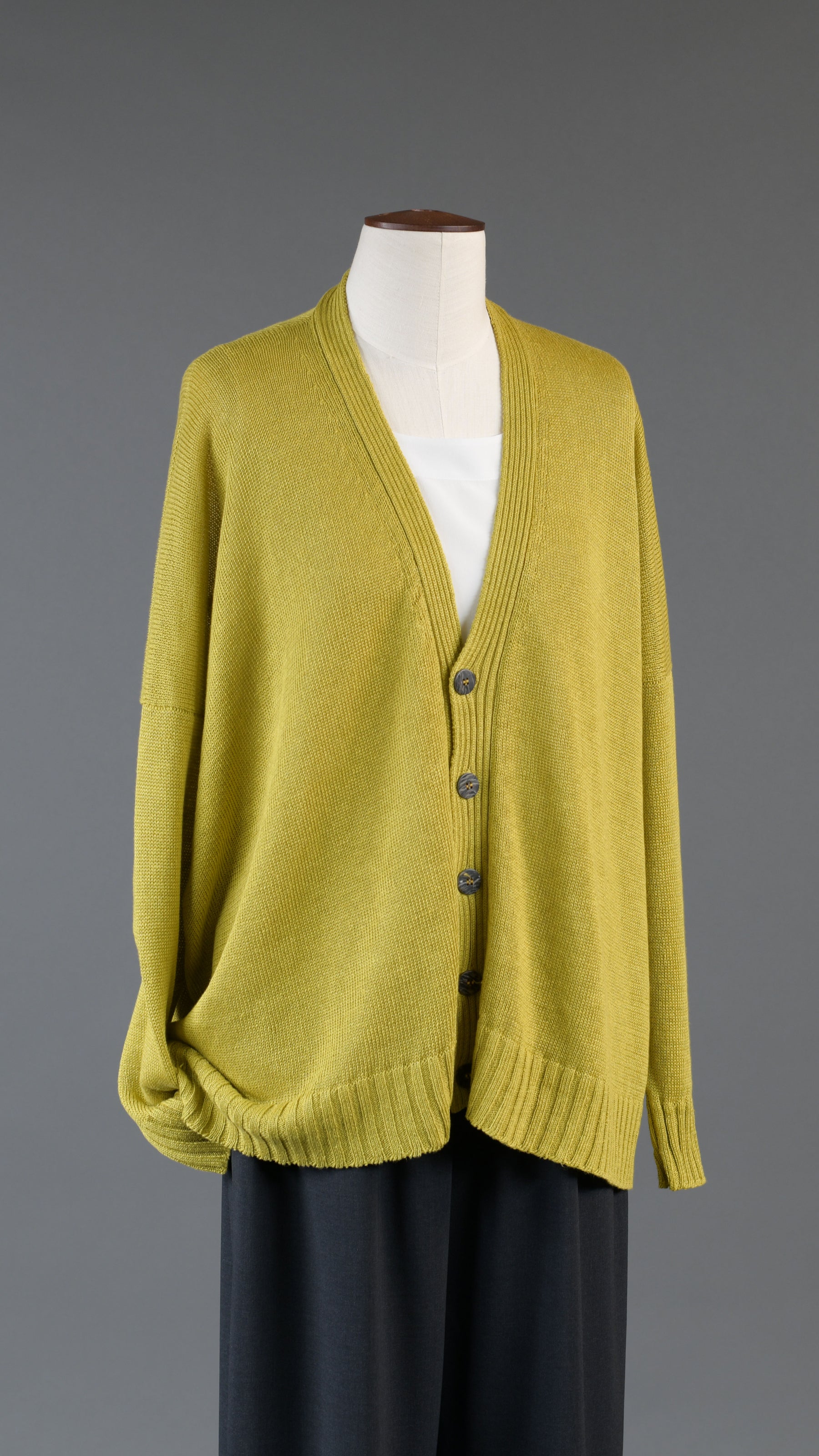 v neck cardigan - mid in yellow ochre