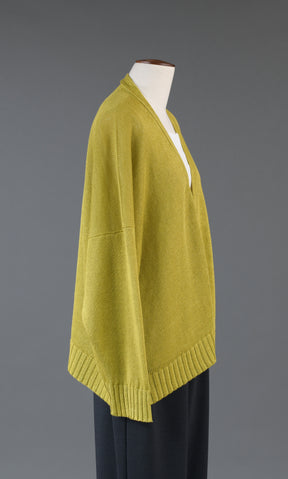 v neck cardigan - mid in yellow ochre