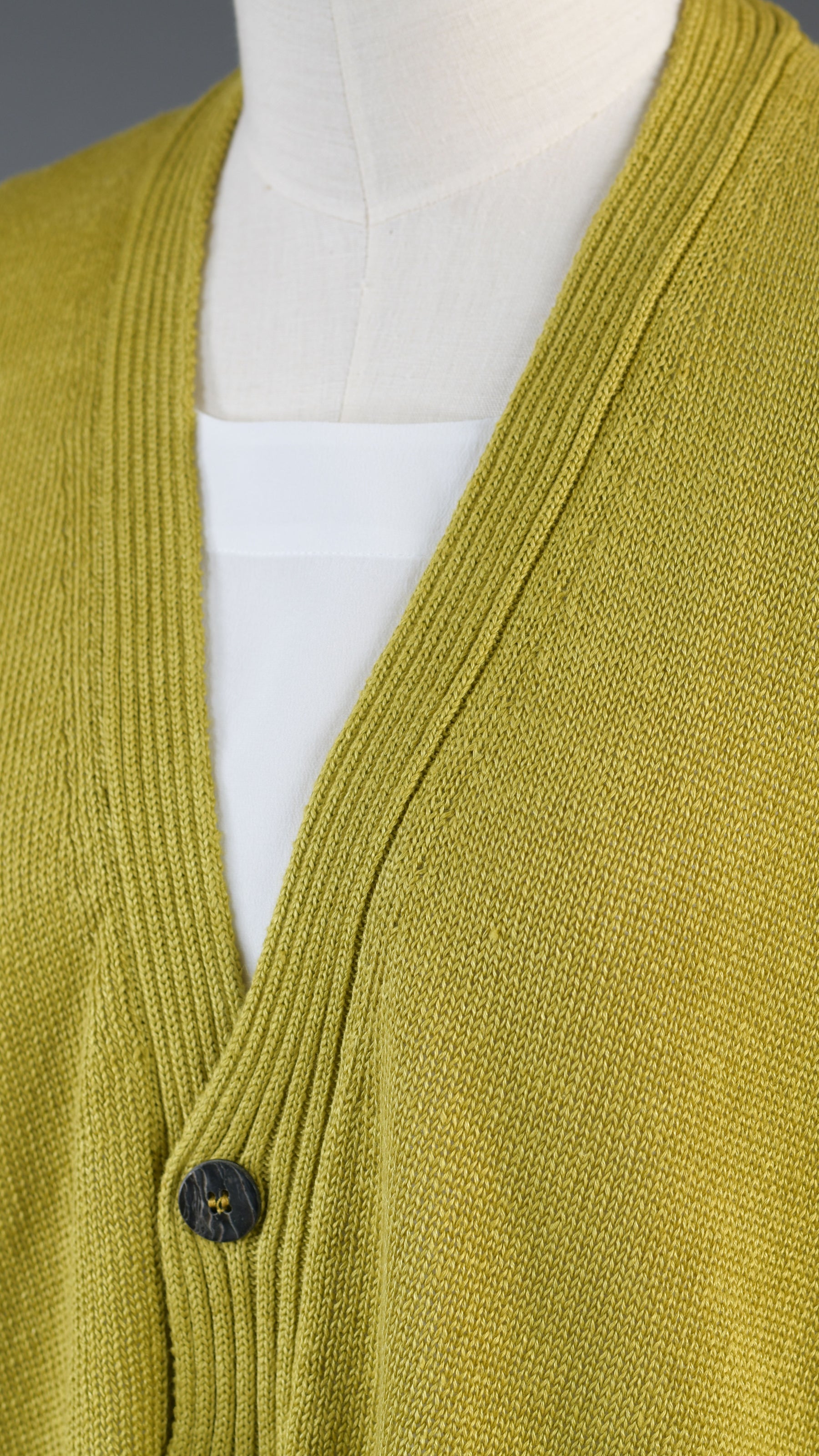 v neck cardigan - mid in yellow ochre