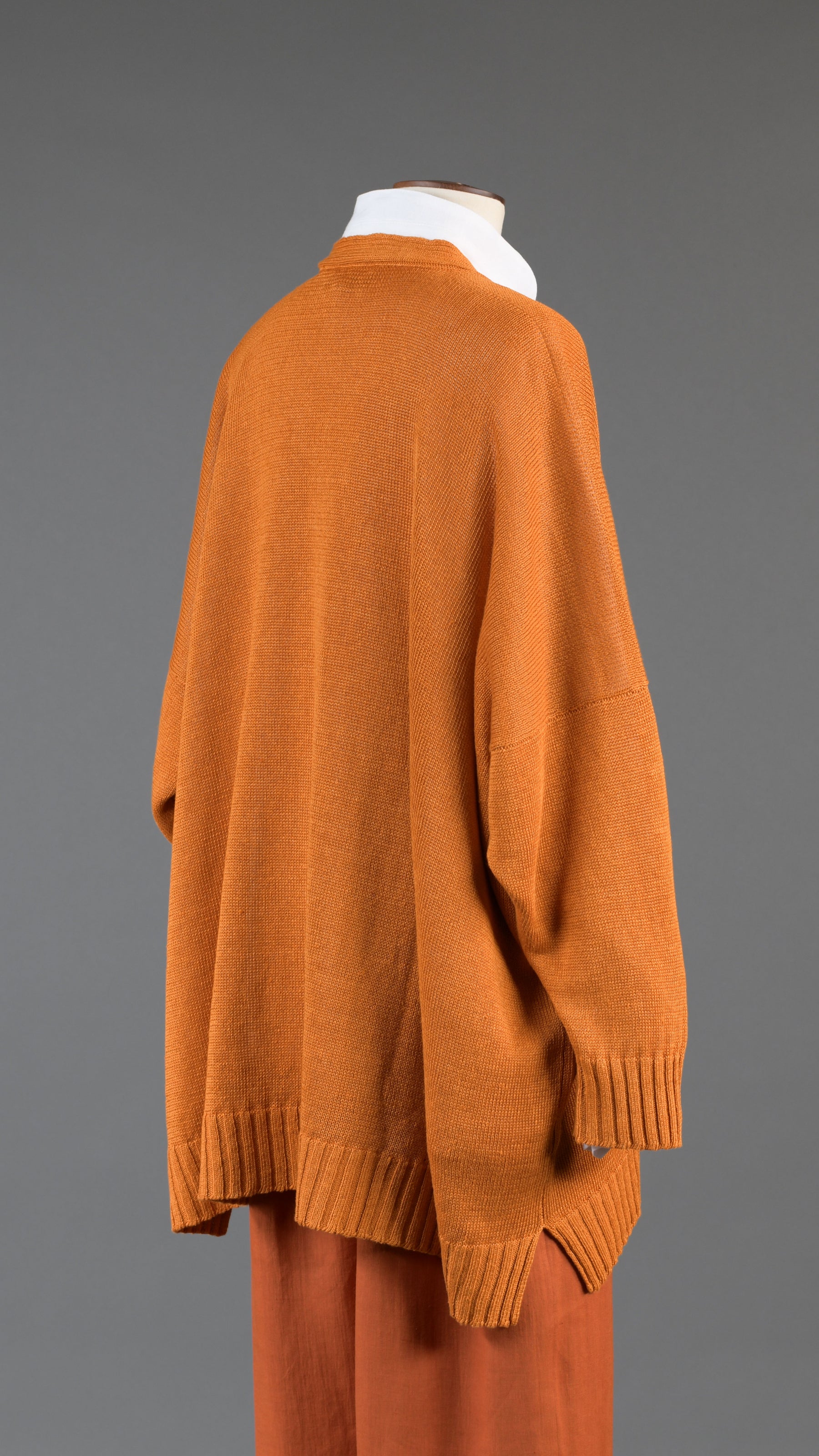 wide v neck cardigan - long in amber orange