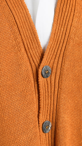 wide v neck cardigan - long in amber orange
