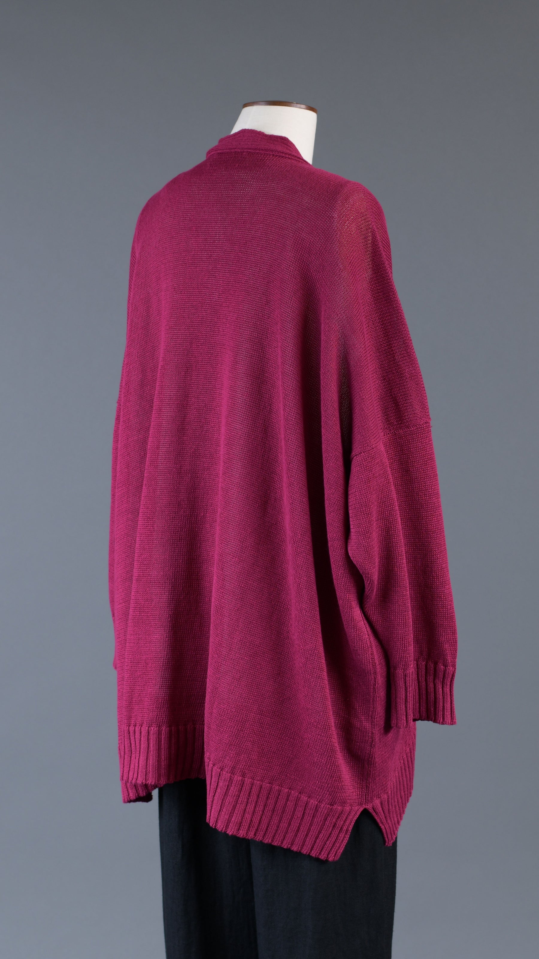 wide v neck cardigan - long in magenta