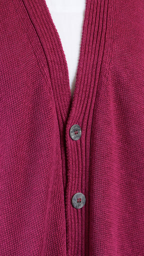 wide v neck cardigan - long in magenta