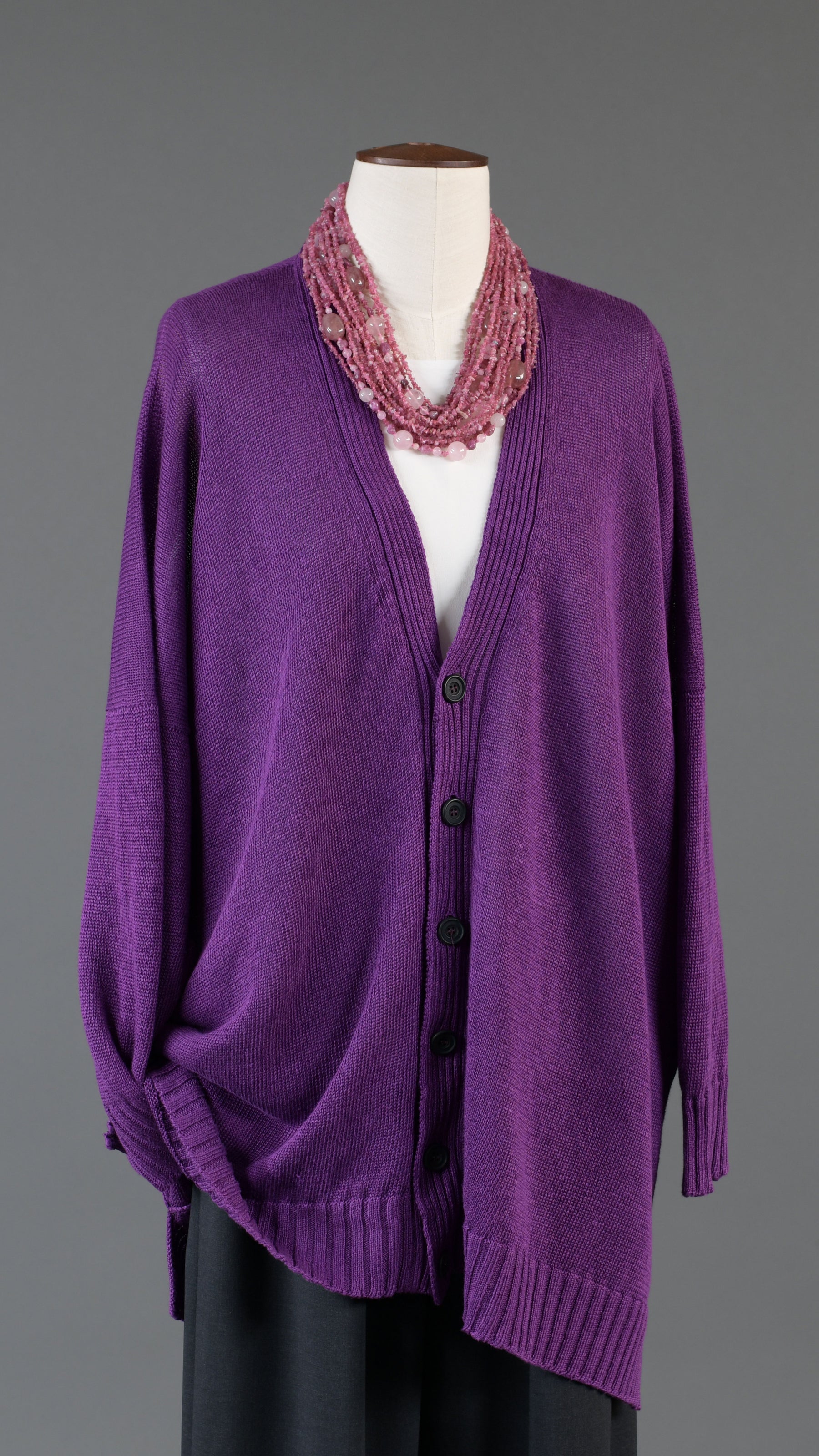wide v neck cardigan - long in violet