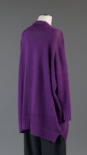wide v neck cardigan - long in violet