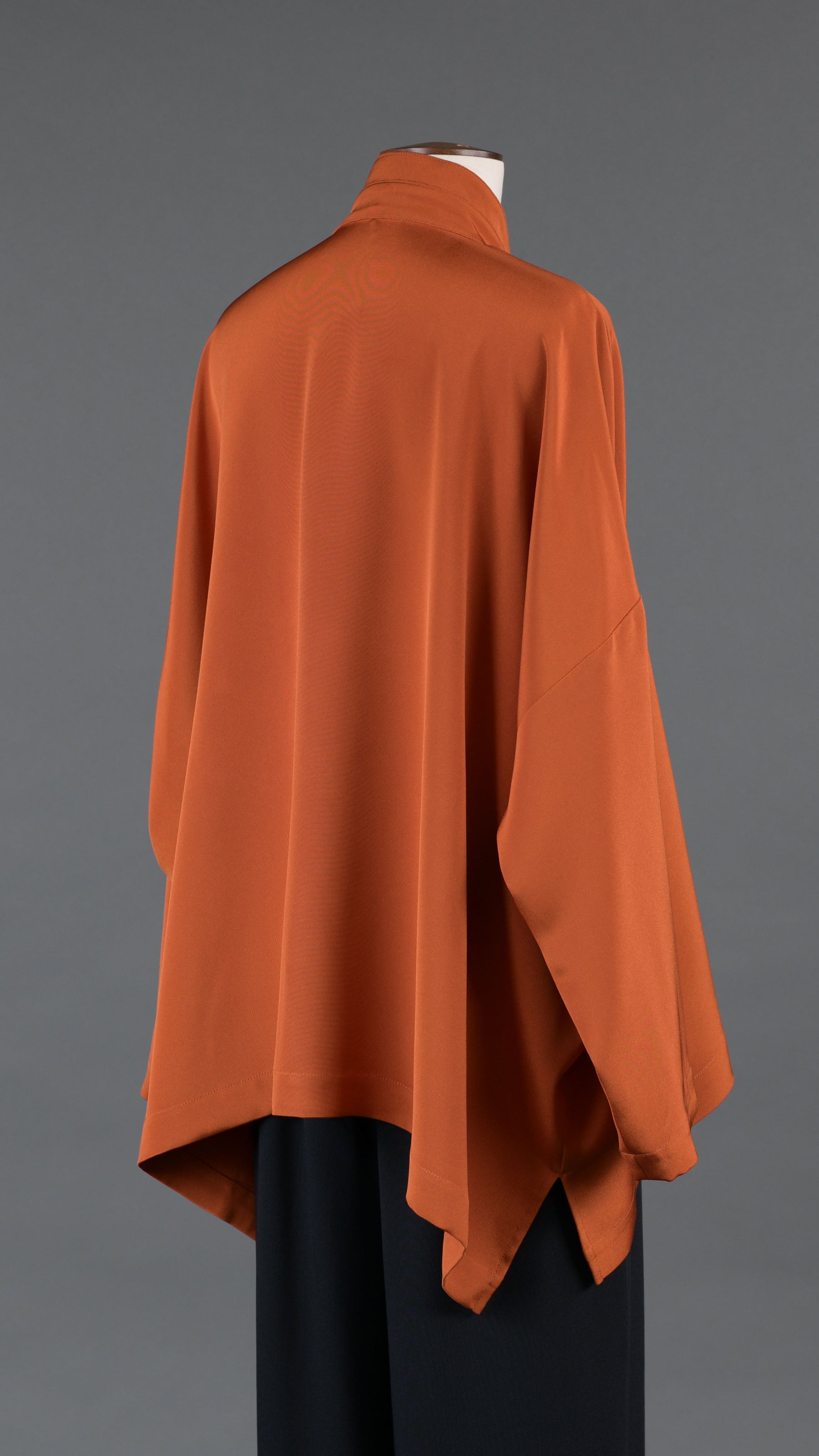 wide longer back double stand collar shirt - mid plus in burntorange