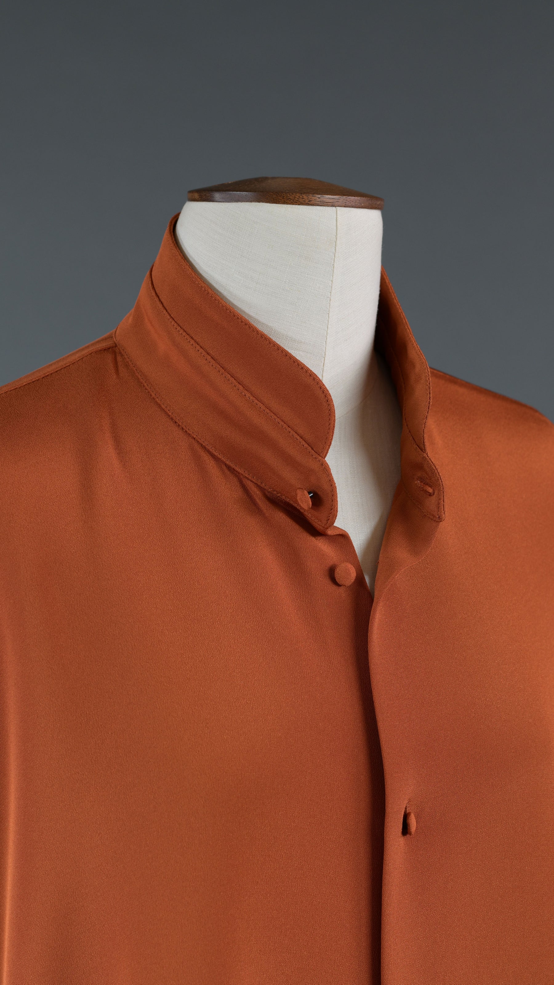 wide longer back double stand collar shirt - mid plus in burntorange
