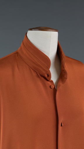 wide longer back double stand collar shirt - mid plus in burntorange