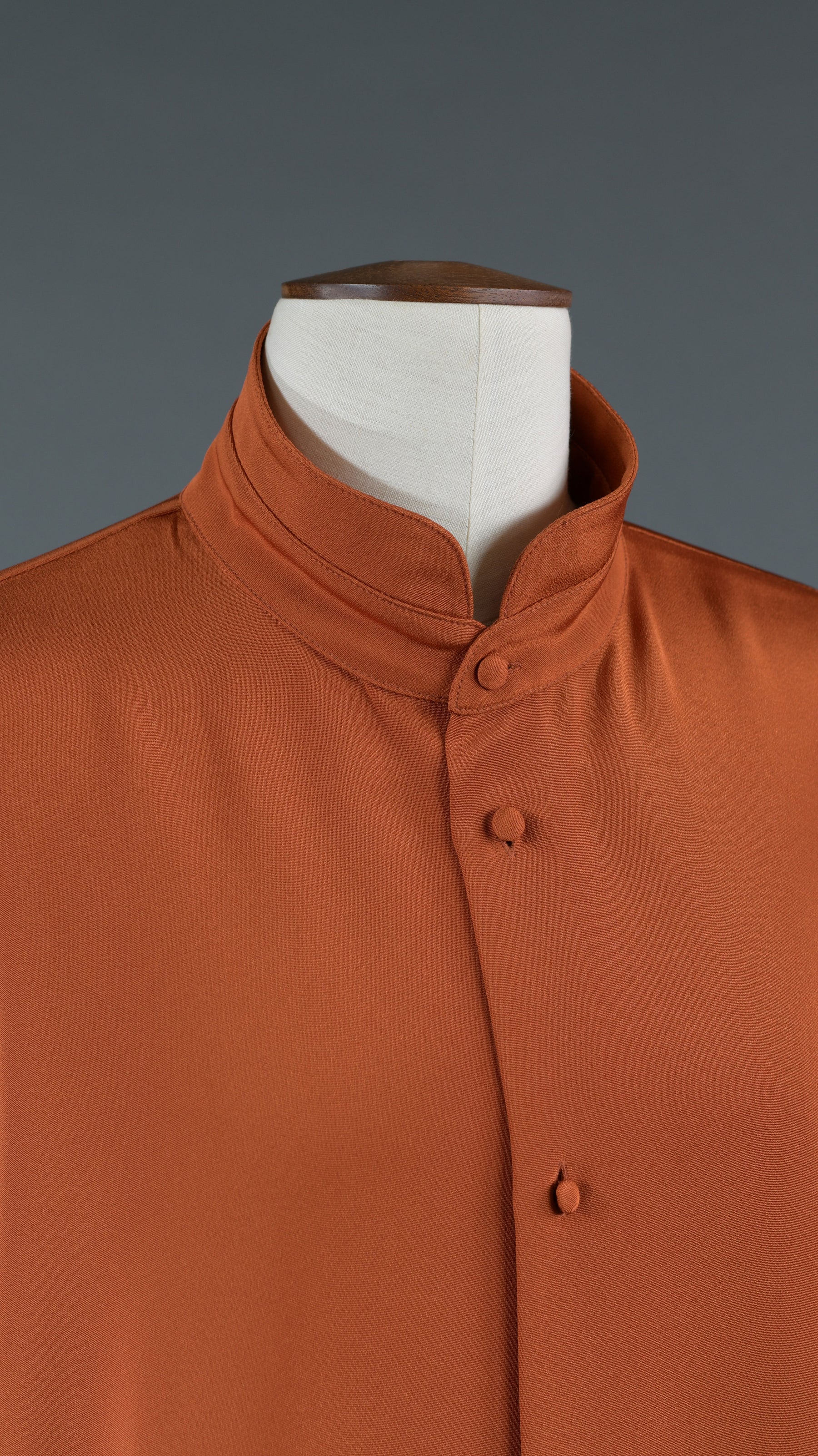 wide longer back double stand collar shirt - mid plus in burntorange