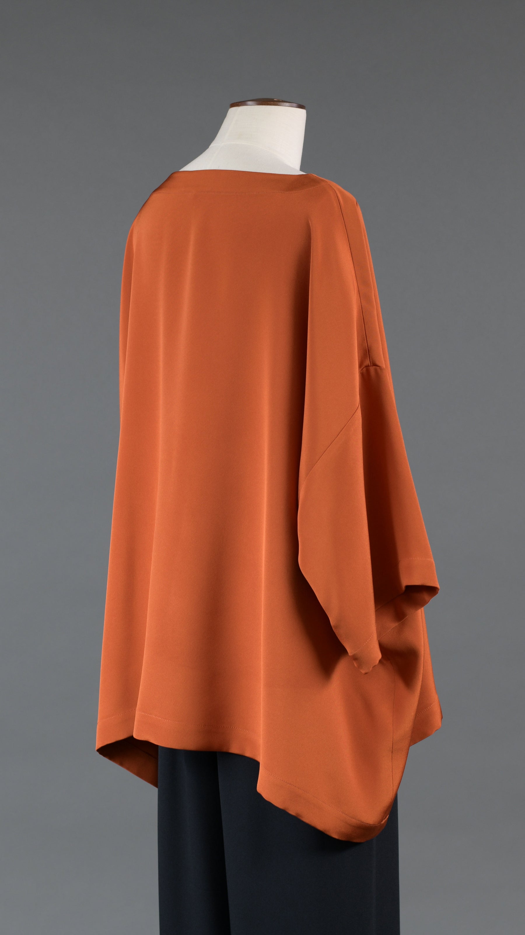 3/4 sleeve bateau neck tunic - long in burntorange