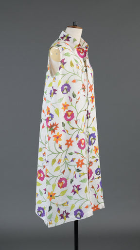 slim a-line sleeveless shirt dress with collar in multi colour