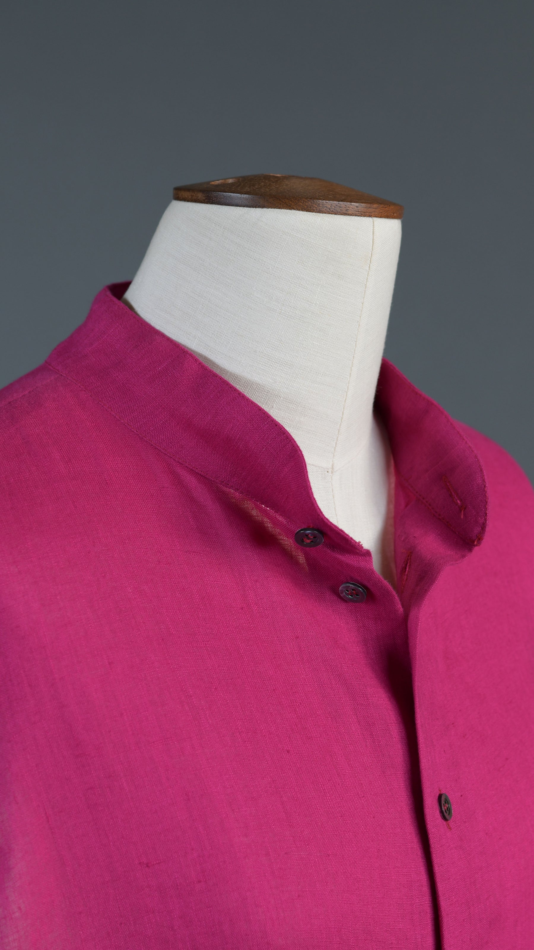 A-line collarless sleeveless shirt - long plus in lipstick