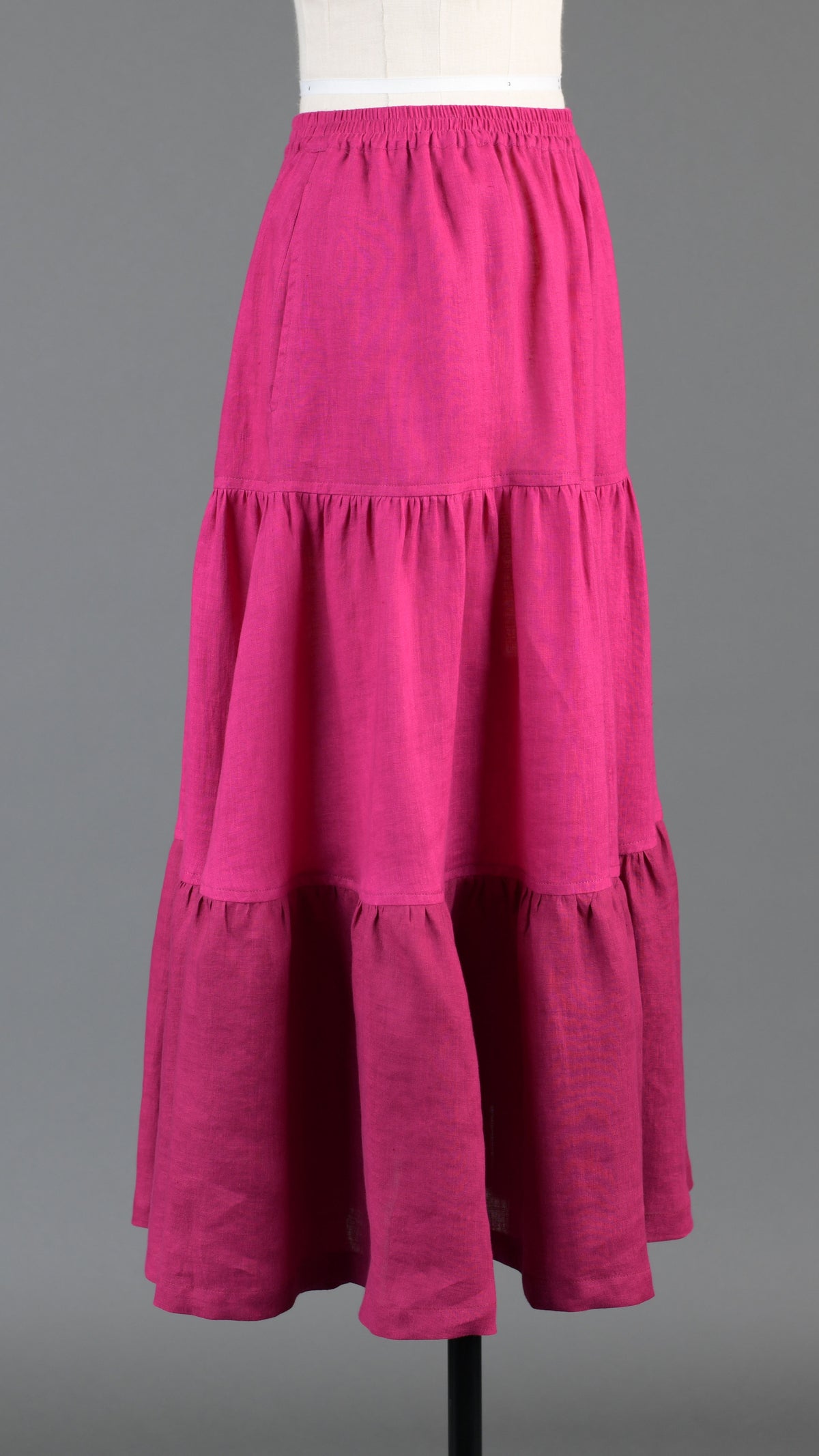linen two tone petticoat skirt in magenta mix