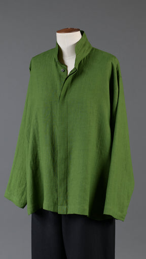 side panelled shirt with double stand collar - mid plus in darklime