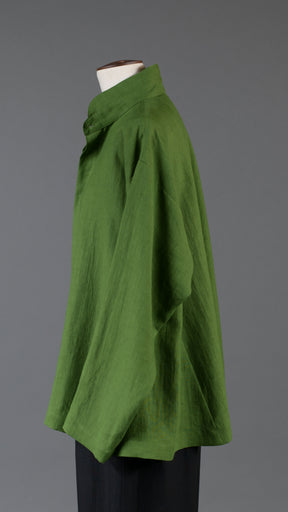 side panelled shirt with double stand collar - mid plus in darklime