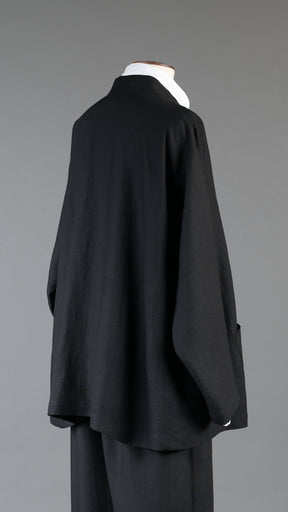 side panelled mandarin jacket - long in black